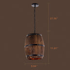 BarrelGlow Vintage Pendant Light | Wood Wine Barrel Design | 1-bulb | Rustic Lighting