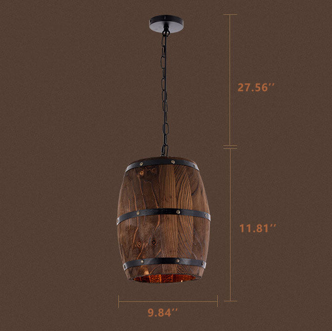 BarrelGlow Vintage Pendant Light | Wood Wine Barrel Design | 1-bulb | Rustic Lighting