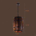 BarrelGlow Vintage Pendant Light | Wood Wine Barrel Design | 1-bulb | Rustic Lighting