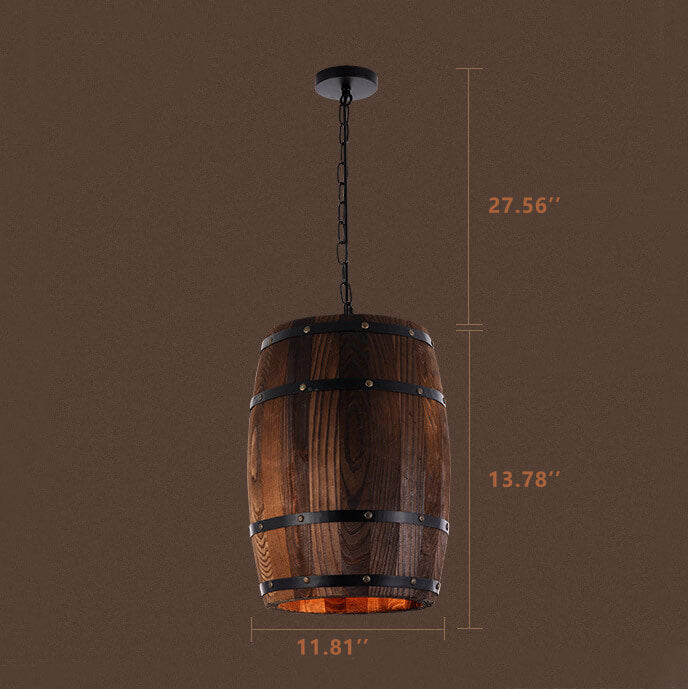 BarrelGlow Vintage Pendant Light | Wood Wine Barrel Design | 1-bulb | Rustic Lighting