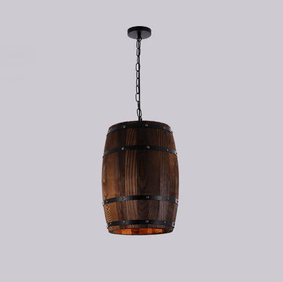 BarrelGlow Vintage Pendant Light | Wood Wine Barrel Design | 1-bulb | Rustic Lighting
