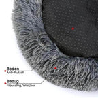 Long Plush Donut Pet Bed with Washable Cover and Non-Slip Base