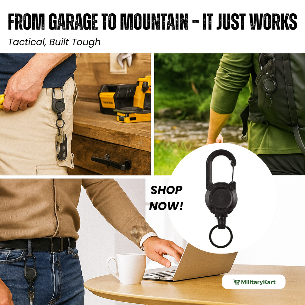 Heavy-Duty Tactical Retractable Keychain – Multi-Use Outdoor Carabiner Tool