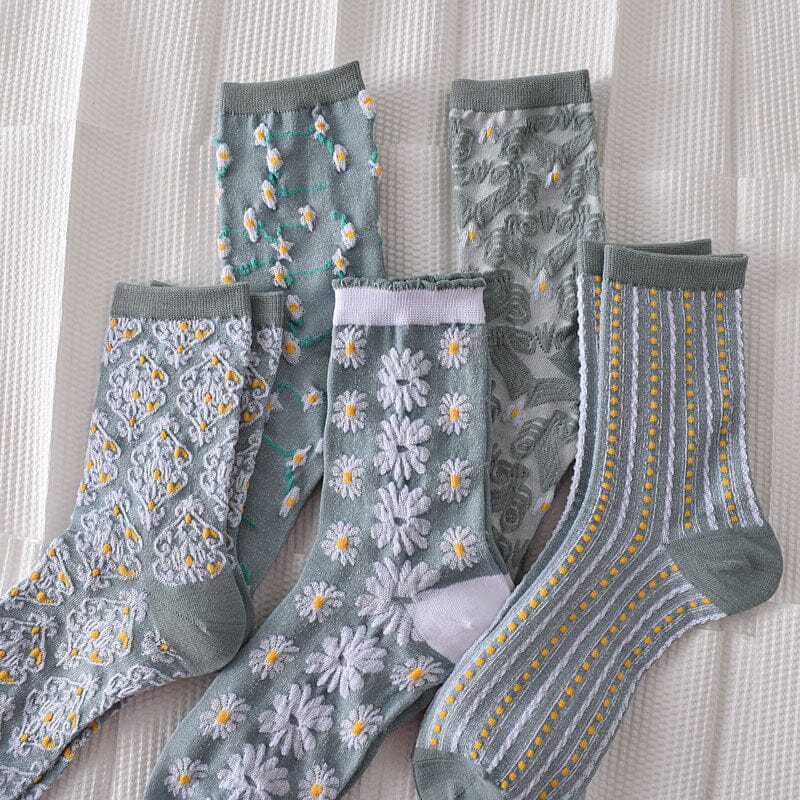 Women's Floral Cotton Socks (10 Pairs)