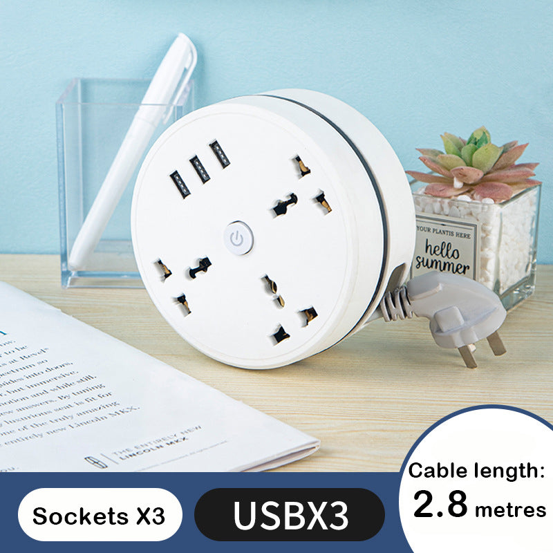 Universal storage round power strip