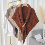 Triangular Knit Scarf with Leather Loop