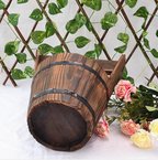 Wooden Bucket Planter in Barrel Design for Garden and Terrace – Decorative Flower Pots made of Wood