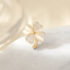 Heart-shaped Opal Lucky Four Leaf Clover Earrings