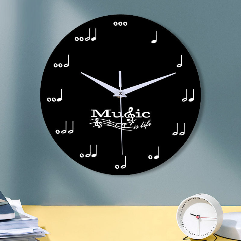 Music notes wall decoration quiet round clock