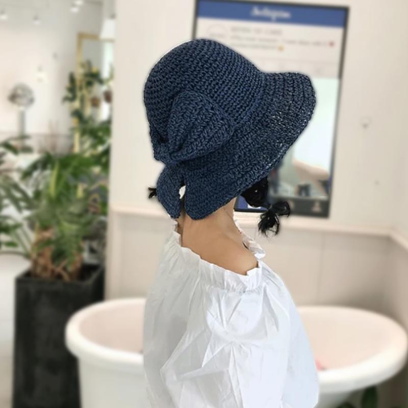 Retro Folding Straw Hat with Bow