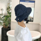 Retro Folding Straw Hat with Bow
