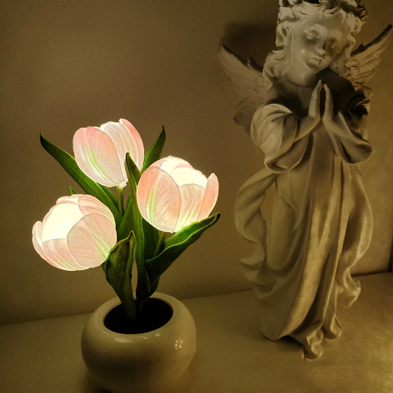 LED Tulip Nightstand Lamp Flower Table Lamp