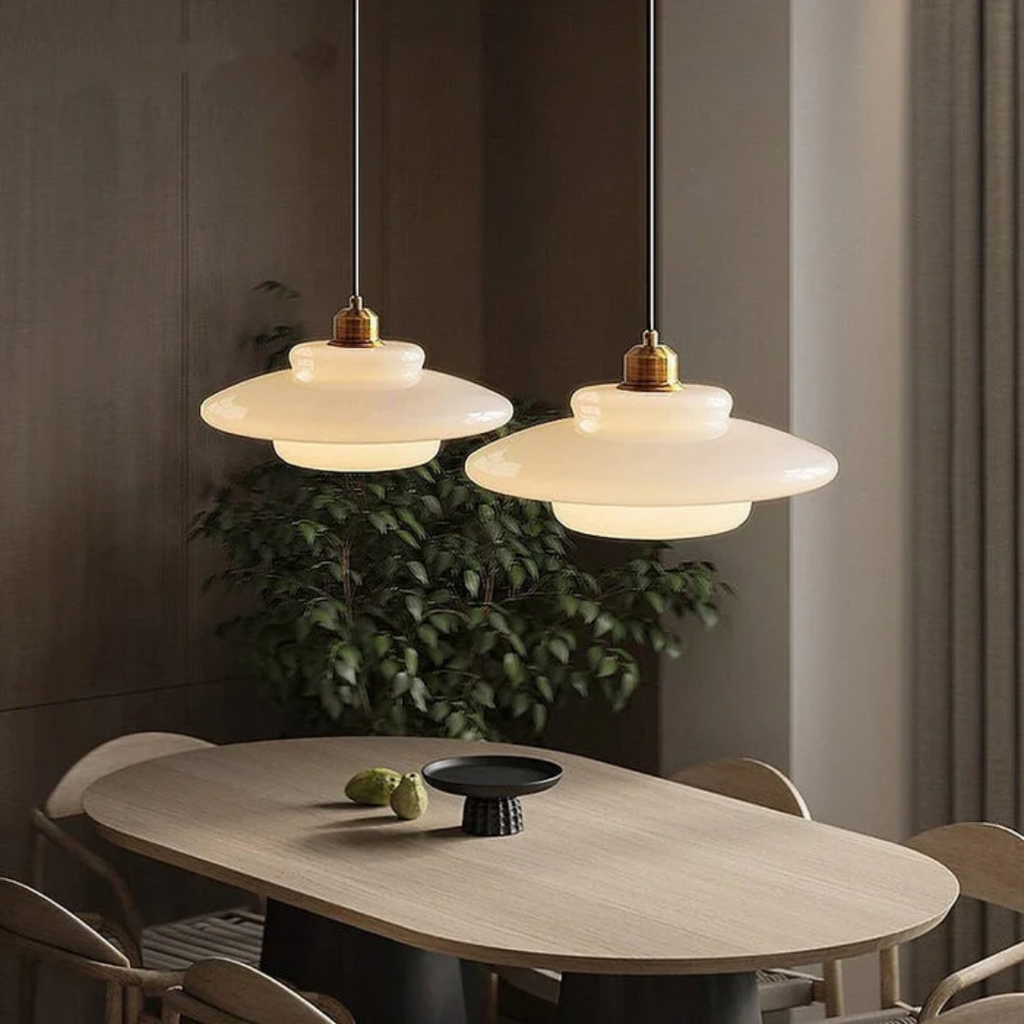 White Glass Pendant Lamp for Dining Room and Kitchen