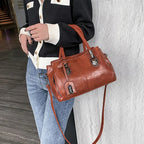 New oil wax leather handbags Boston soft leather large tote bag