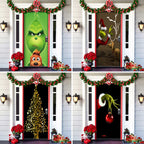 Christmas Door Decoration | Fabric Door Cover | Washable & Reusable