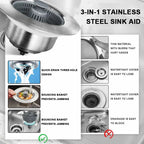 3-in-1 Sink Drain Strainer with Anti-Clogging and Odor Control