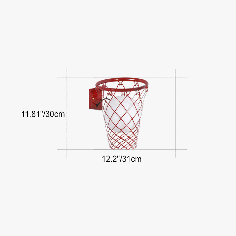 Slamora Children's Wall Light | Basketball Hoop Design | Glass & Metal | Art Deco Style | Bedroom Light