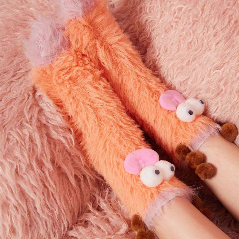 Coral velour three-dimensional original socks