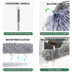 Extendable washable curved microfiber duster