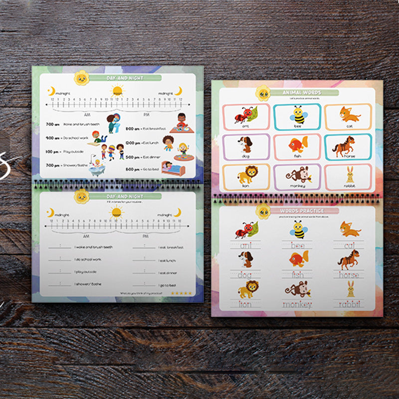 Reusable ribbed handwriting workbooks