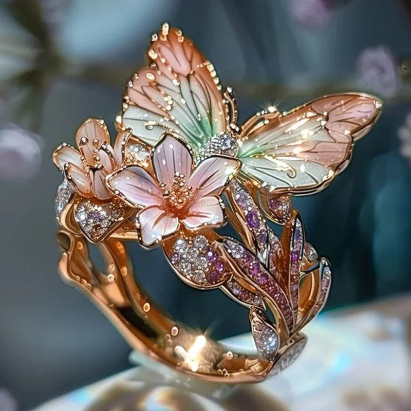 Butterfly flower ring
