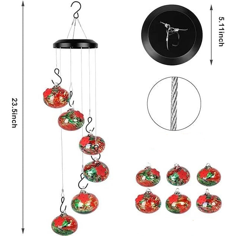 ChimeFeeder handcrafted glass hummingbird feeder with wind chime
