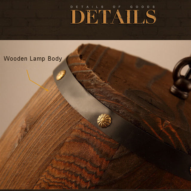 BarrelGlow Vintage Pendant Light | Wood Wine Barrel Design | 1-bulb | Rustic Lighting