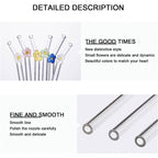 6 PCS Reusable Stained Glass Straws with Cleaning Brush