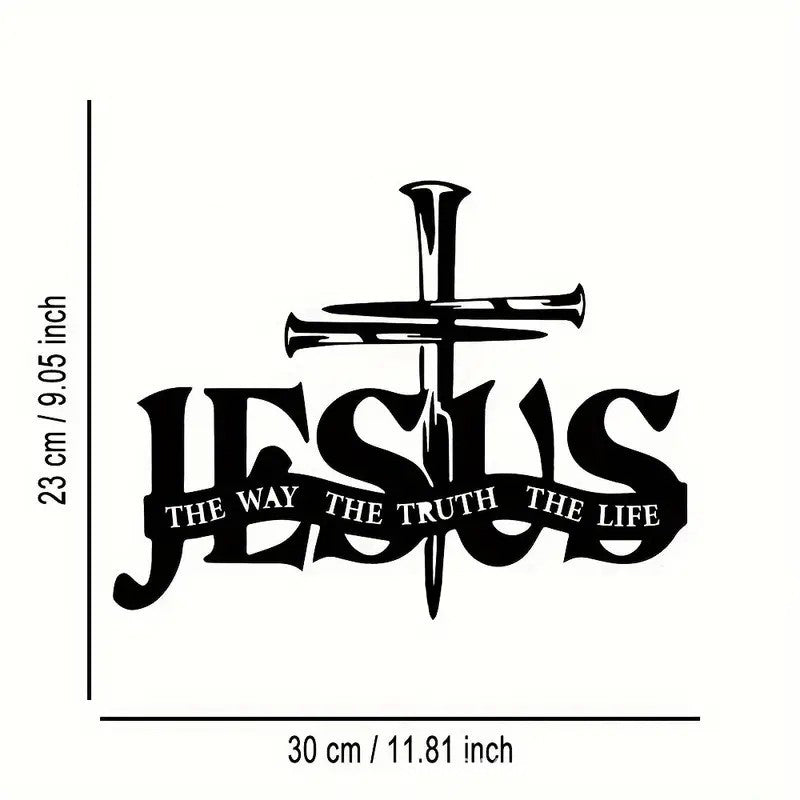 Jesus and cross metal silhouette wall decoration
