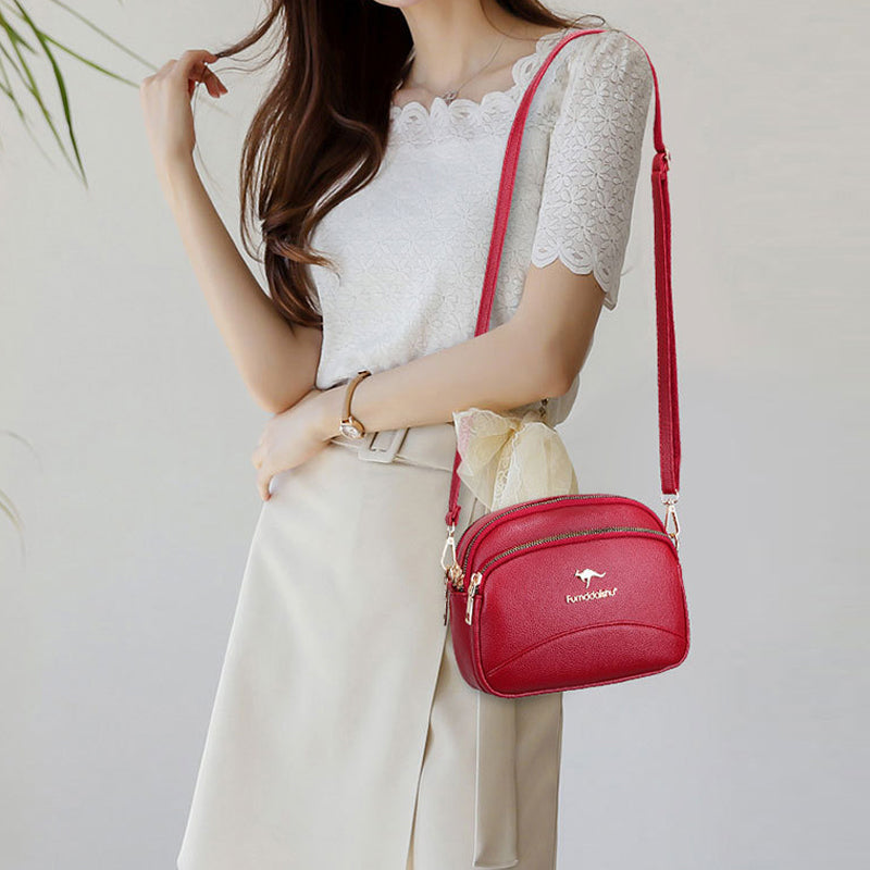 Soft Leather Multi-Pocket Shoulder Bag