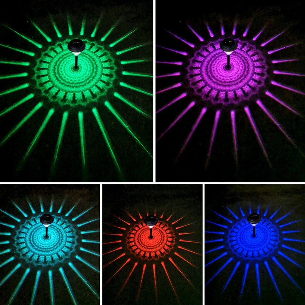 Solar waterproof circular divergent light shadow design LED outdoor garden decorative light