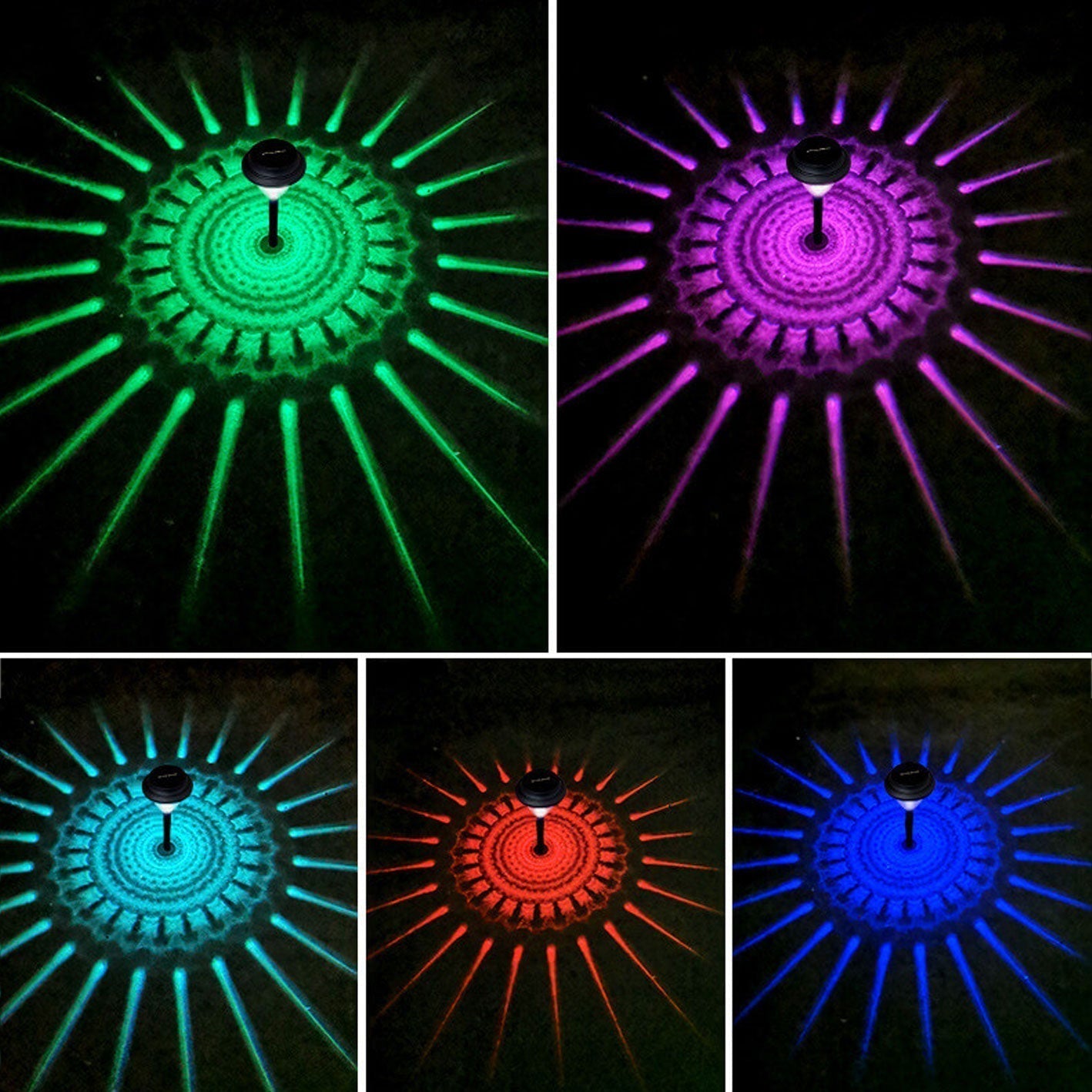 Solar waterproof circular divergent light shadow design LED outdoor garden decorative light