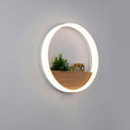 Lumoshelf LED Wall Light | Solid Wood with Shelf | Round Wall Lamp | Warm & White Light