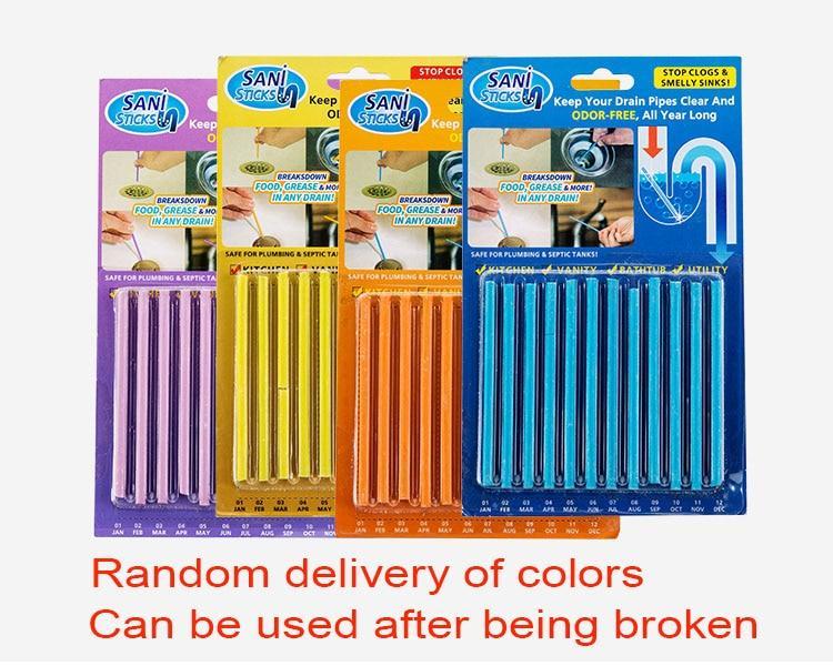 IcoolGadgets 12pcs/Pack Sani Sewer Rod Drain Cleaner Sticks Kitchen Toilet Bathtub Sewage Decontamination To Deodorant Sewer Stop Clogs tools