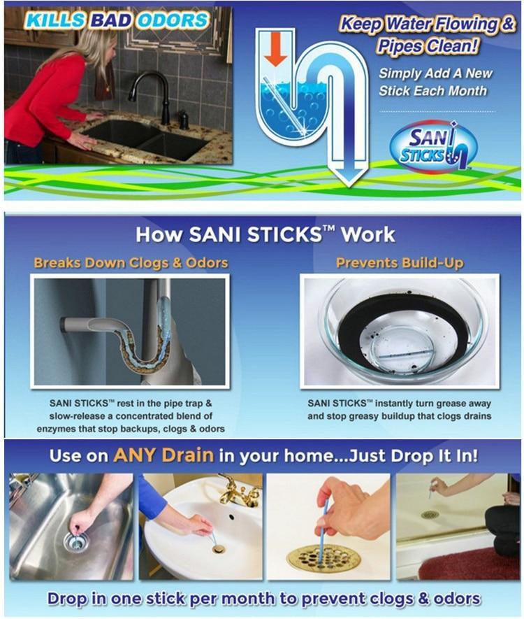 IcoolGadgets 12pcs/Pack Sani Sewer Rod Drain Cleaner Sticks Kitchen Toilet Bathtub Sewage Decontamination To Deodorant Sewer Stop Clogs tools
