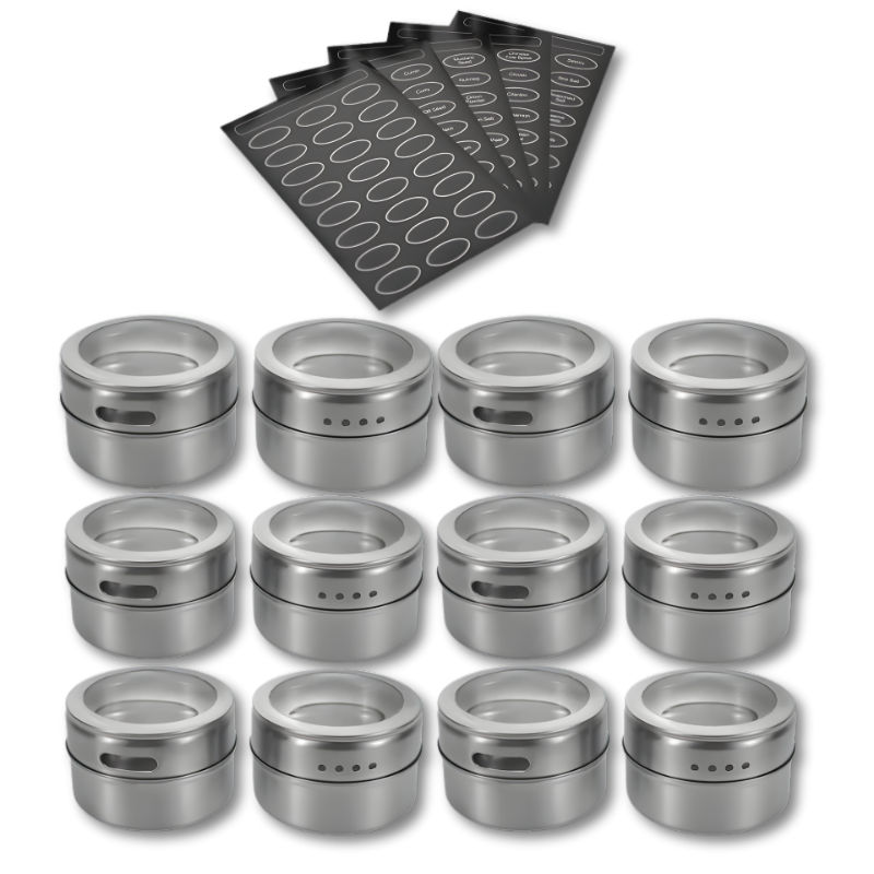 Magnetic Spice Jar Set for Organized Kitchen Storage