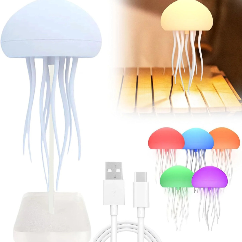 LED Jellyfish Lamp Mood Light Rechargeable Soothing Ambient