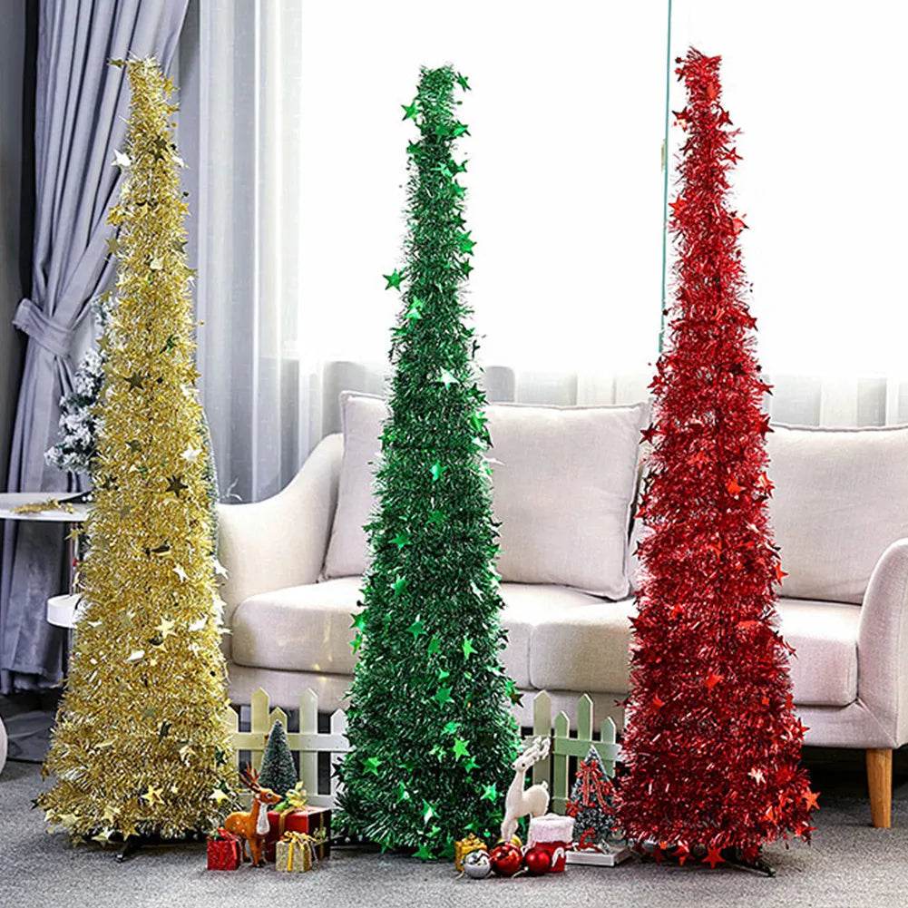 Artificial Tinsel Up Christmas Tree With Stand Gorgeous Collapsible Artificial Christmas Tree For Christmas Decorations