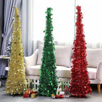 Artificial Tinsel Up Christmas Tree With Stand Gorgeous Collapsible Artificial Christmas Tree For Christmas Decorations