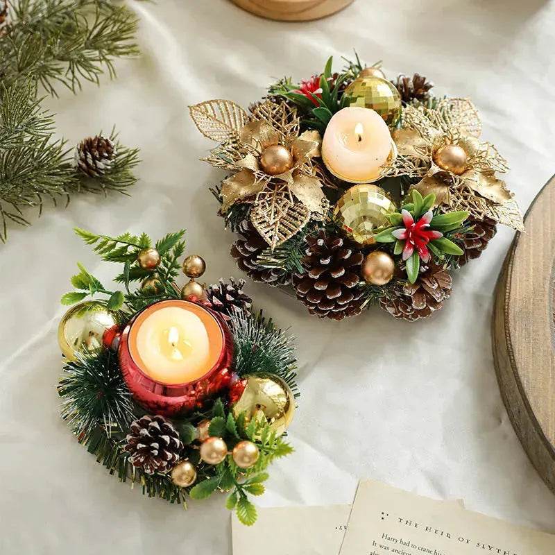 Christmas candle wreath Xmas New Year candle holders decors