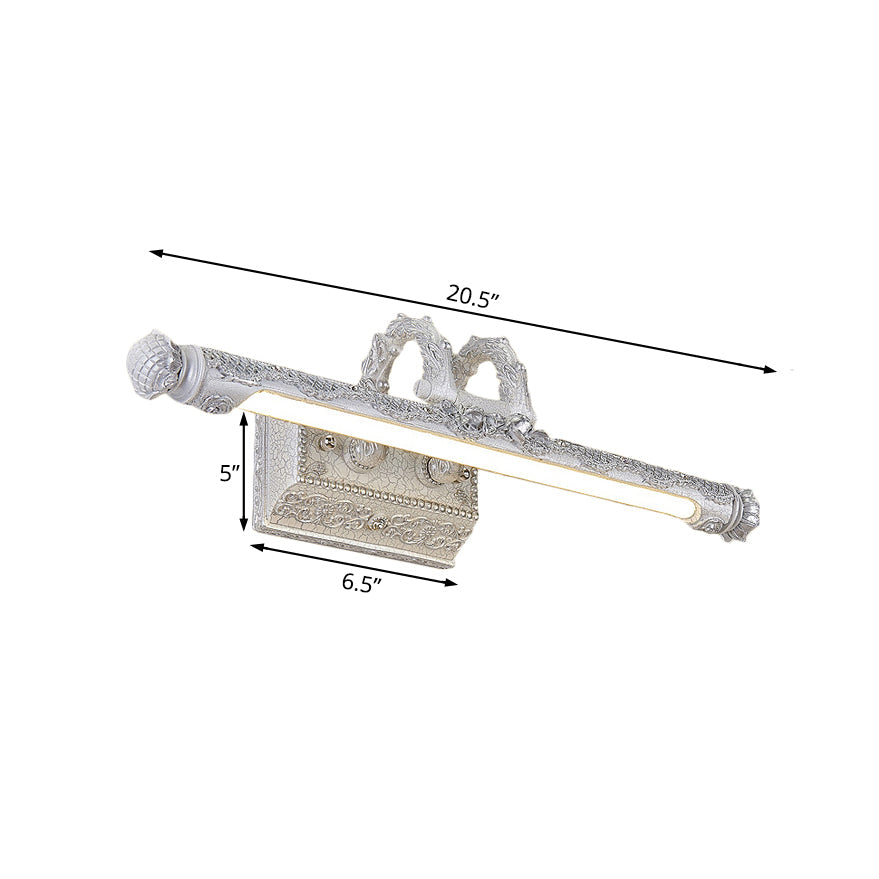 Vintage LED Wall Light with Metal Shade White Etched Tube Vanity Wall Light for Bathroom, 20.5"/23.5" Width