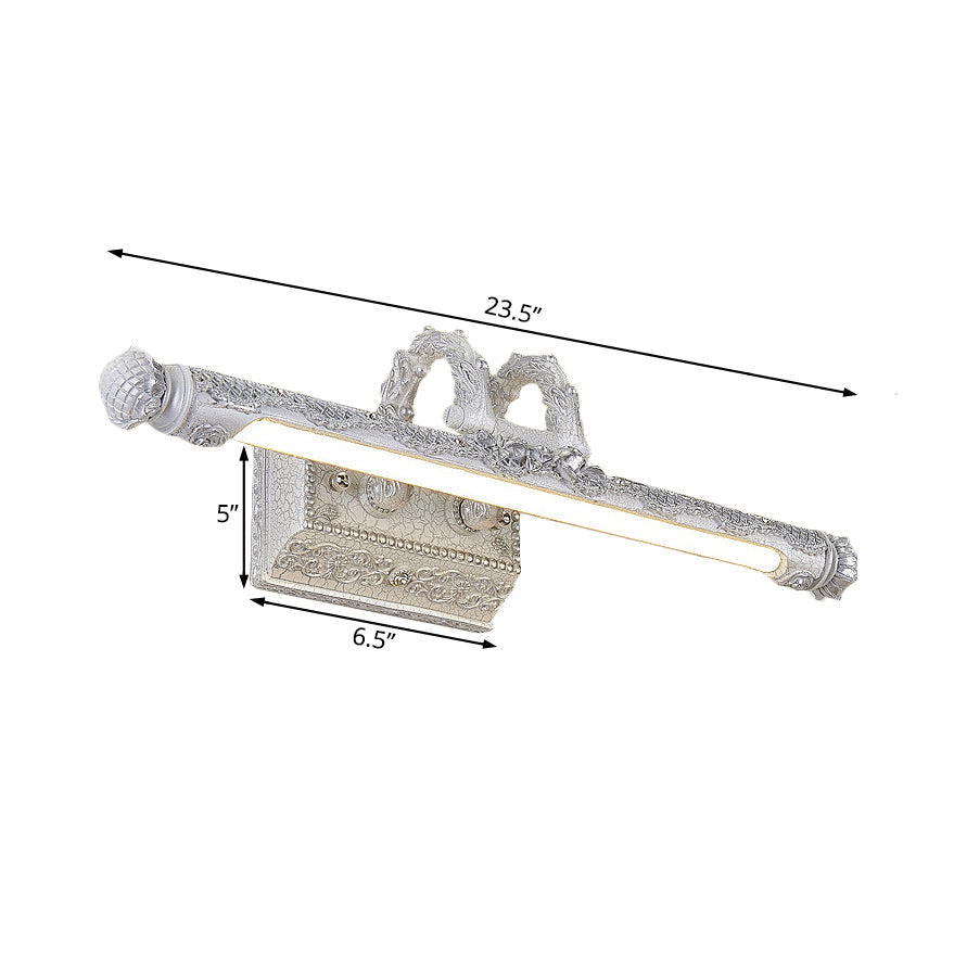 Vintage LED Wall Light with Metal Shade White Etched Tube Vanity Wall Light for Bathroom, 20.5"/23.5" Width