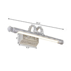 Vintage LED Wall Light with Metal Shade White Etched Tube Vanity Wall Light for Bathroom, 20.5"/23.5" Width