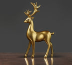 Golden Couple Deer Figurines