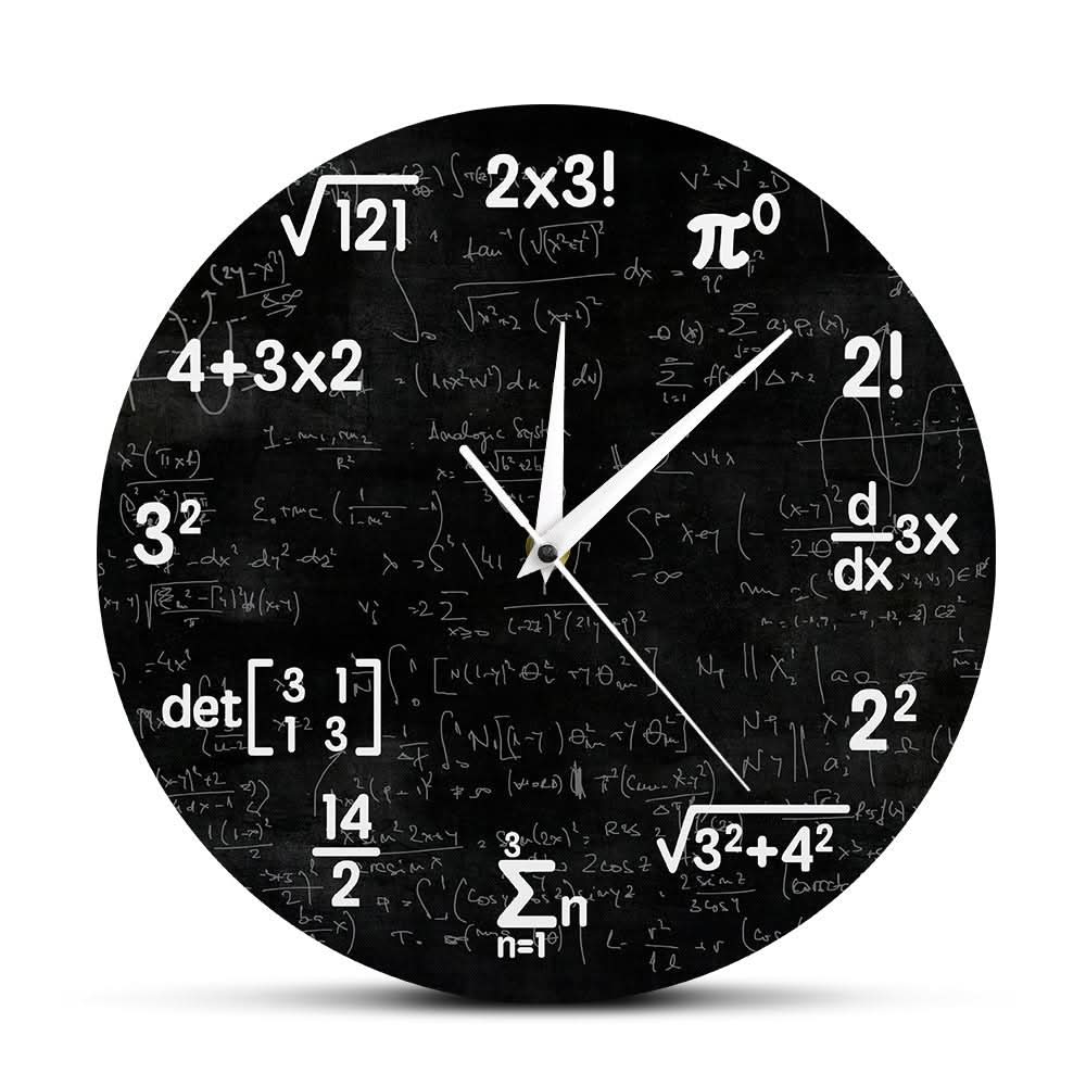 Mathematical Wall Clock with Black Symbol Design