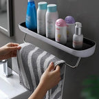 EasyMount storage shelf for bathroom - no drilling required