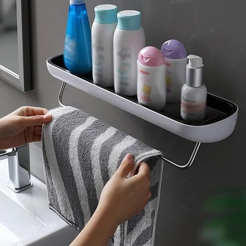 EasyMount storage shelf for bathroom - no drilling required