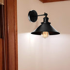 Metallic Cone Wall Lamp Light Loft Style 1 Light Living Room Adjustable Wall Mount Light in Black, 2 Pack
