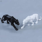 PantherSculpt – Sleek Black-White Panther Statues