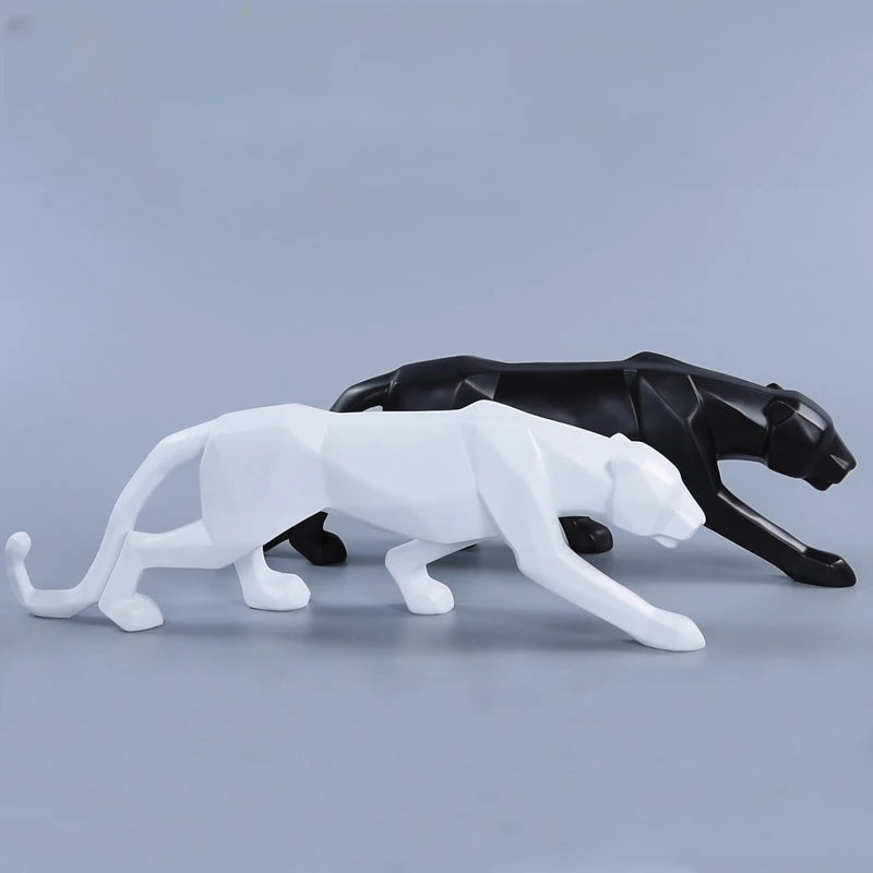 PantherSculpt – Sleek Black-White Panther Statues